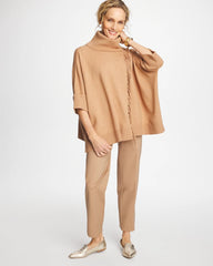 Chico's Clothing Cowlneck Knit Fringe Poncho