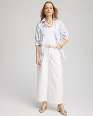 Chico's Clothing No Iron™ Palm Striped Sateen Shirt