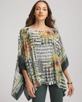 Chico's Clothing Printed Crinkle-Chiffon Pullover Poncho