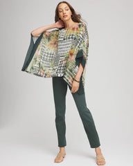 Chico's Clothing Printed Crinkle-Chiffon Pullover Poncho