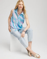 Chico's Clothing No Iron™ Linen Tie-Front Sleeveless Shirt