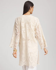 Chico's Clothing Cutwork Crochet-Lace Long Kimono