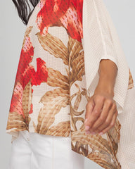 Chico's Clothing Floral Chiffon Pull-Over Poncho