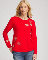 Chico's Clothing V-Day Embroidered Heart Pullover