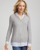 Chico's Clothing Sequin Built-In Shirt Knit Sweater