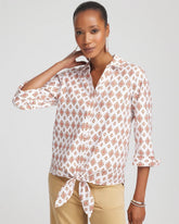 Chico's Clothing No Iron™ Tie-Front Geo-Print Shirt