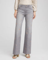 Chico's Clothing Rose Gold Embellished Girlfriend Flared Jeans