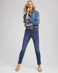 Chico's Clothing Girlfriend Slim Frayed Ankle Jeans