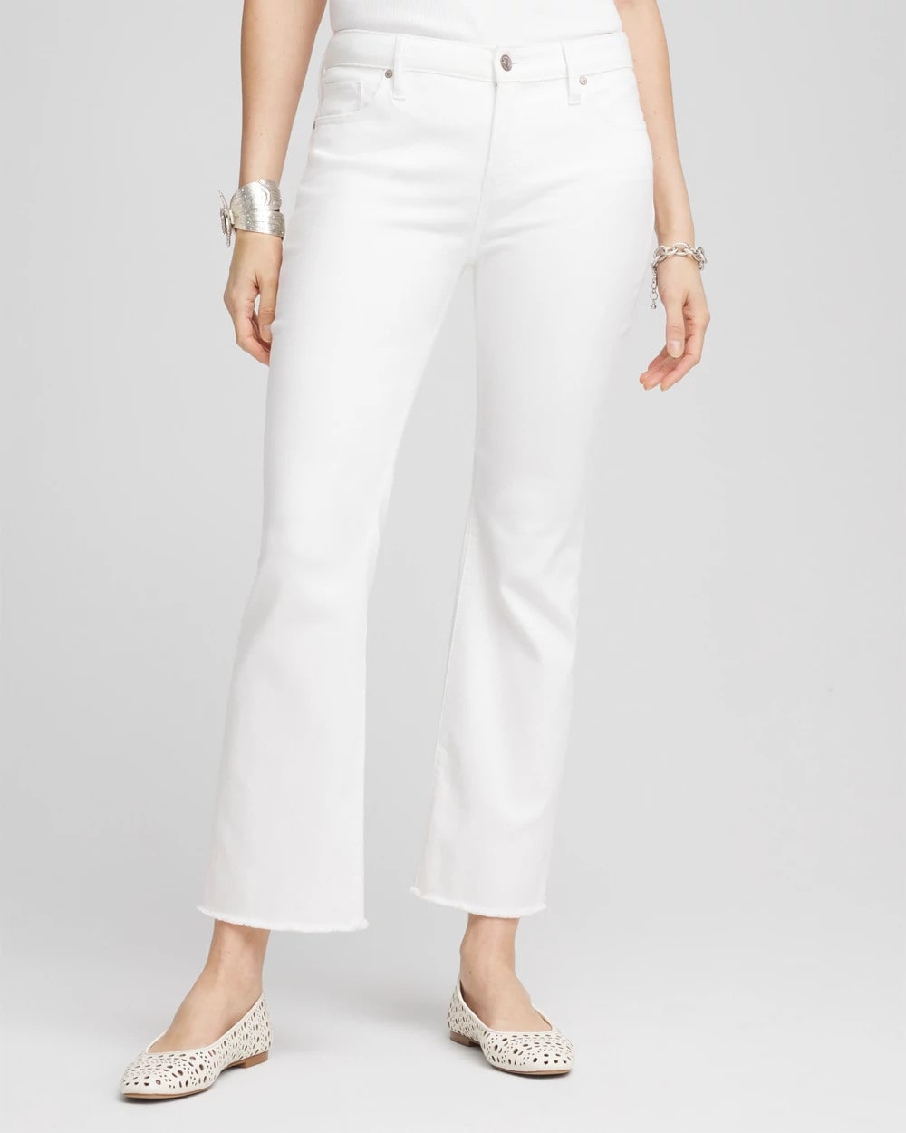 Chico's Clothing No-Stain Girlfriend Frayed Flared Jeans
