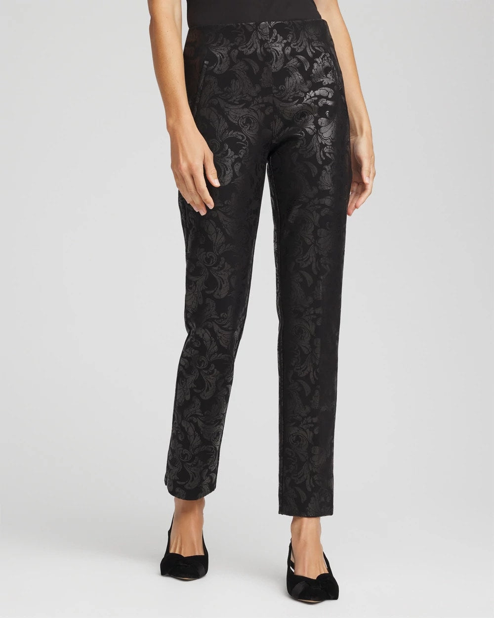 Chico's Clothing Juliet Black Foiled Slim Ankle Pants