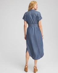 Chico's Clothing Denim Tie Midi Shirtdress