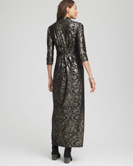 Chico's Clothing Foiled Knit Pleated Maxi Dress