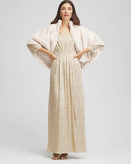 Chico's Clothing Metallic Knit Pleated Maxi Dress