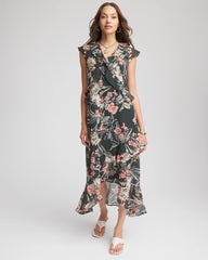 Chico's Clothing Floral Ruffle-Trim Chiffon Dress