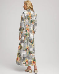 Chico's Clothing Artisanal Floral Print Maxi Shirtdress