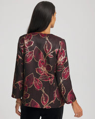 Chico's Clothing Travelers™ Collection Jacquard Foiled Floral Jacket