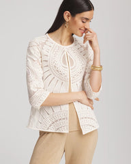 Chico's Clothing Travelers™ Collection Embroidered 3/4 Sleeve Jacket