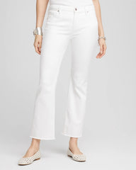 Chico's Petites Petite No Stain Girlfriend Fray Hem Kick Flare Jeans