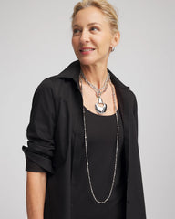 Chico's Jewelry Silvertone Long Beaded Necklace