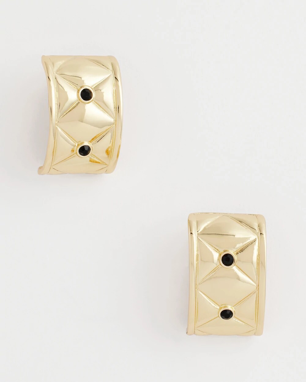 Chico's Jewelry Black & Gold Quilted Clip on Earrings