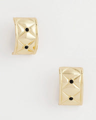 Chico's Jewelry Black & Gold Quilted Clip on Earrings