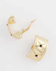Chico's Jewelry Black & Gold Quilted Clip on Earrings