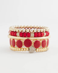 Chico's Jewelry Red Barrel Bead Stretch Bracelet