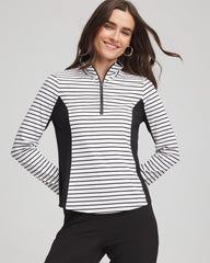Chico's Collections Zenergy® UPF Striped Block Half Zip