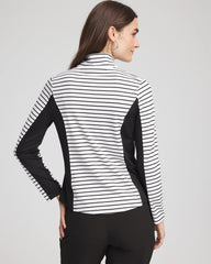 Chico's Collections Zenergy® UPF Striped Block Half Zip