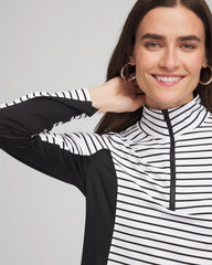 Chico's Collections Zenergy® UPF Striped Block Half Zip
