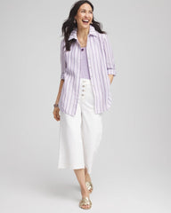 Chico's Collections No Iron™ Plum Striped Linen Shirt