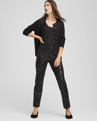 Chico's Collections Juliet Black Foiled Slim Ankle Pants