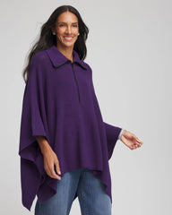 Chico's Clothing Rhinestone Zip-Collar Sweater Poncho