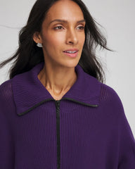 Chico's Clothing Rhinestone Zip-Collar Sweater Poncho