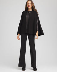 Chico's Clothing Faux Leather Trim Cape