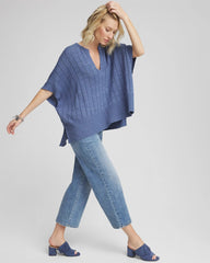 Chico's Clothing Open-Knit Splitneck Poncho