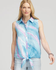Chico's Clothing No Iron™ Linen Tie-Front Sleeveless Shirt