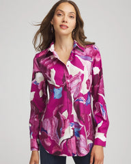 Chico's Clothing No Iron™ Floral-Paint-Print Shirt