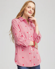 Chico's Clothing No Iron™ Stars & Stripes  Sateen Shirt