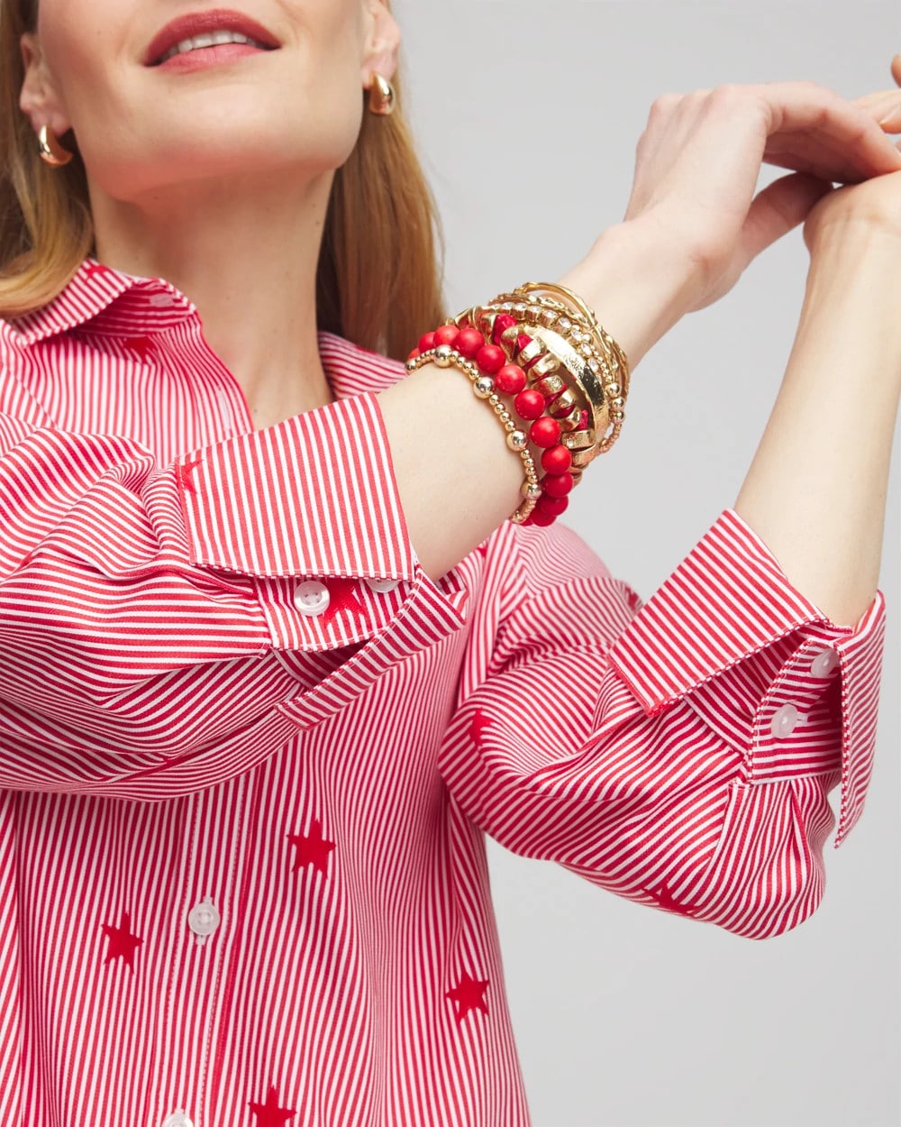 Chico's Clothing No Iron™ Stars & Stripes  Sateen Shirt