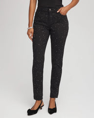 Chico's Clothing Stone Embellished Girlfriend Slim Ankle Jeans