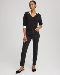 Chico's Clothing Stone Embellished Girlfriend Slim Ankle Jeans