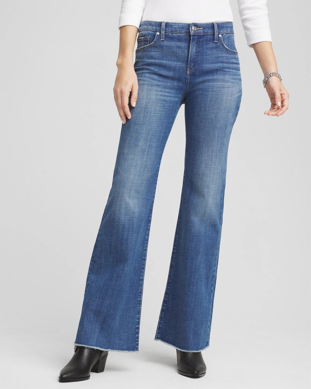 Chico's Clothing Girlfriend Frayed Flared Jeans