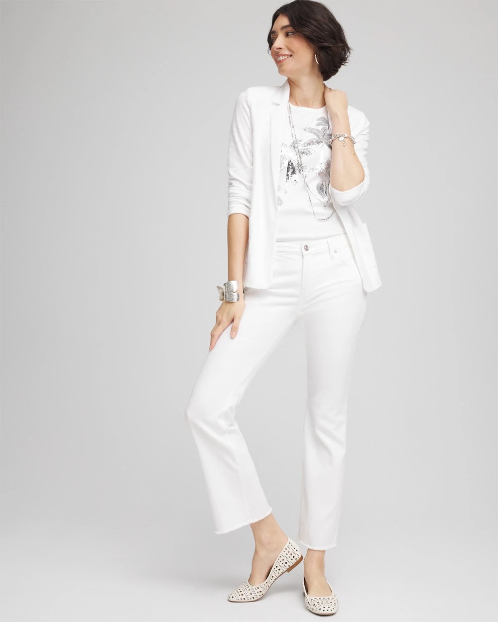 Chico's Clothing No-Stain Girlfriend Frayed Flared Jeans