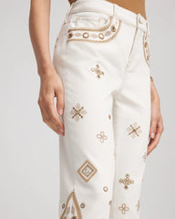 Chico's Clothing Embellished Girlfriend Slim Ankle Jeans