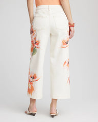 Chico's Clothing Floral High-Rise Wide-Leg Cropped Jeans