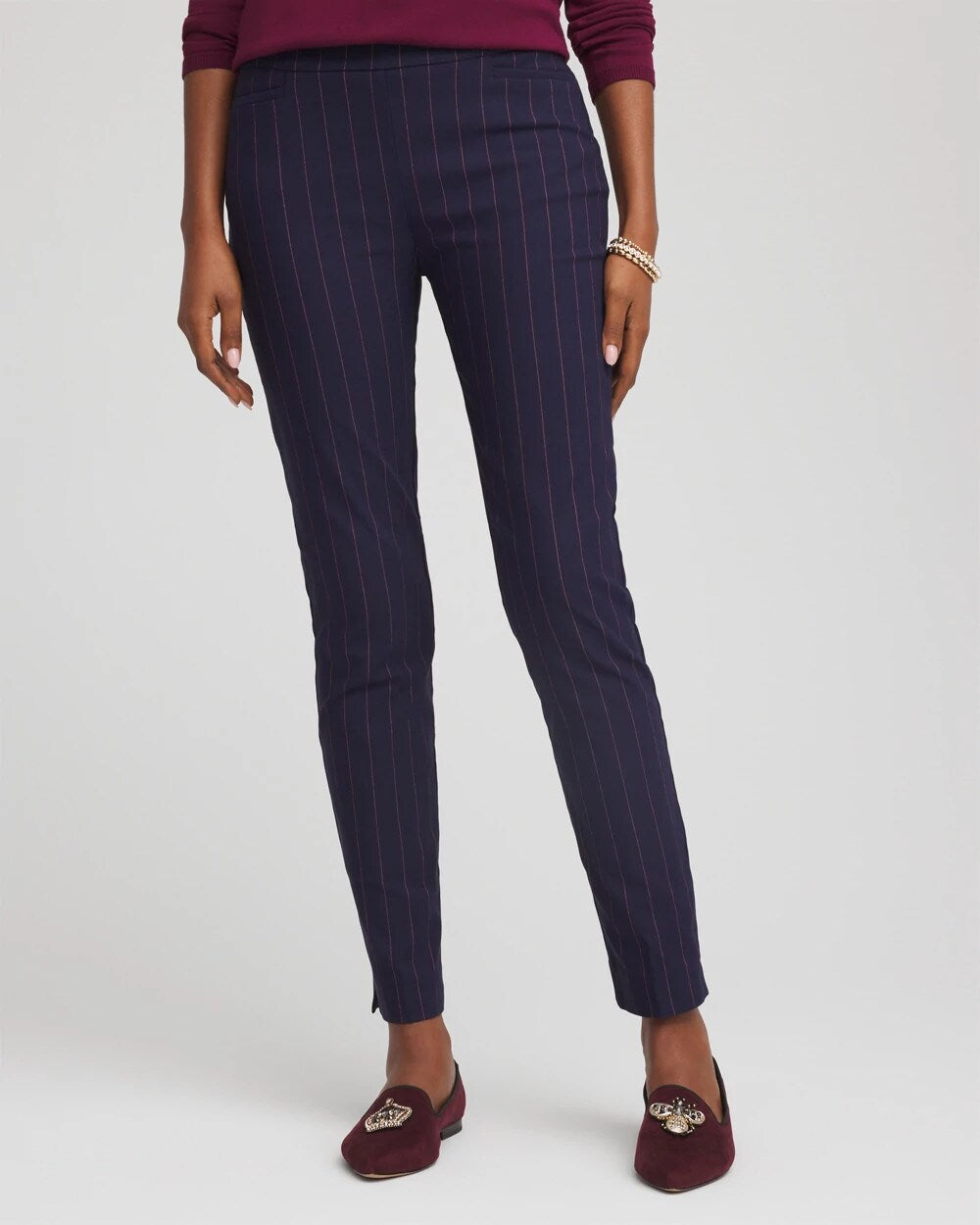 Chico's Clothing Pinstriped Brigitte™ Slim Pull-On Ankle Pants