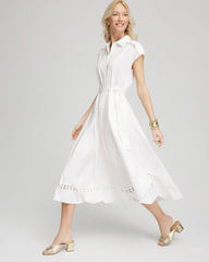 Chico's Clothing Poplin Circle Trim Maxi Shirtdress