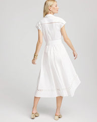 Chico's Clothing Poplin Circle Trim Maxi Shirtdress