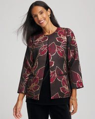 Chico's Clothing Travelers™ Collection Jacquard Foiled Floral Jacket